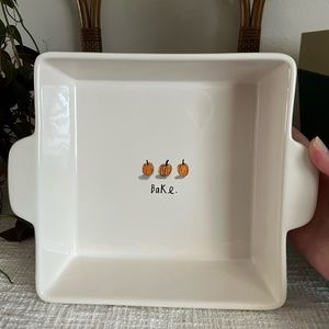 Rae Dunn “Bake” Pumpkin Casserole Dish Retired Thanksgiving Harvest